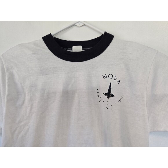 Vintage Nova University T Shirt Mens M Ringer Tee Florida White 80s USA - Picture 2 of 7